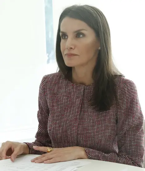 Queen Letizia of Spain wore pink boucle blazer for a meeting