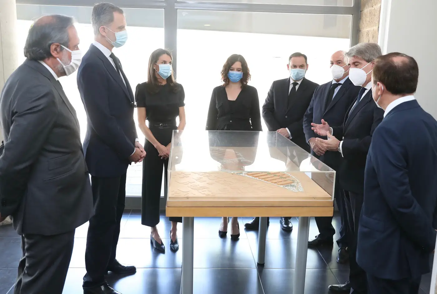 King Felipe and Queen Letizia of Spain during the visit made to the Coslada Transport Center (CTC)
