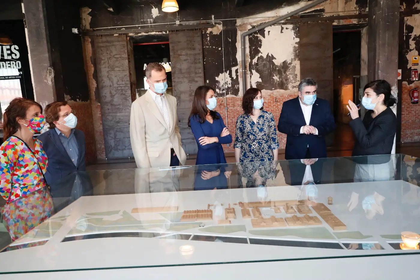 King Felipe and Queen Letizia received explanation during the tour of the Matadero Cultural Center in Madrid