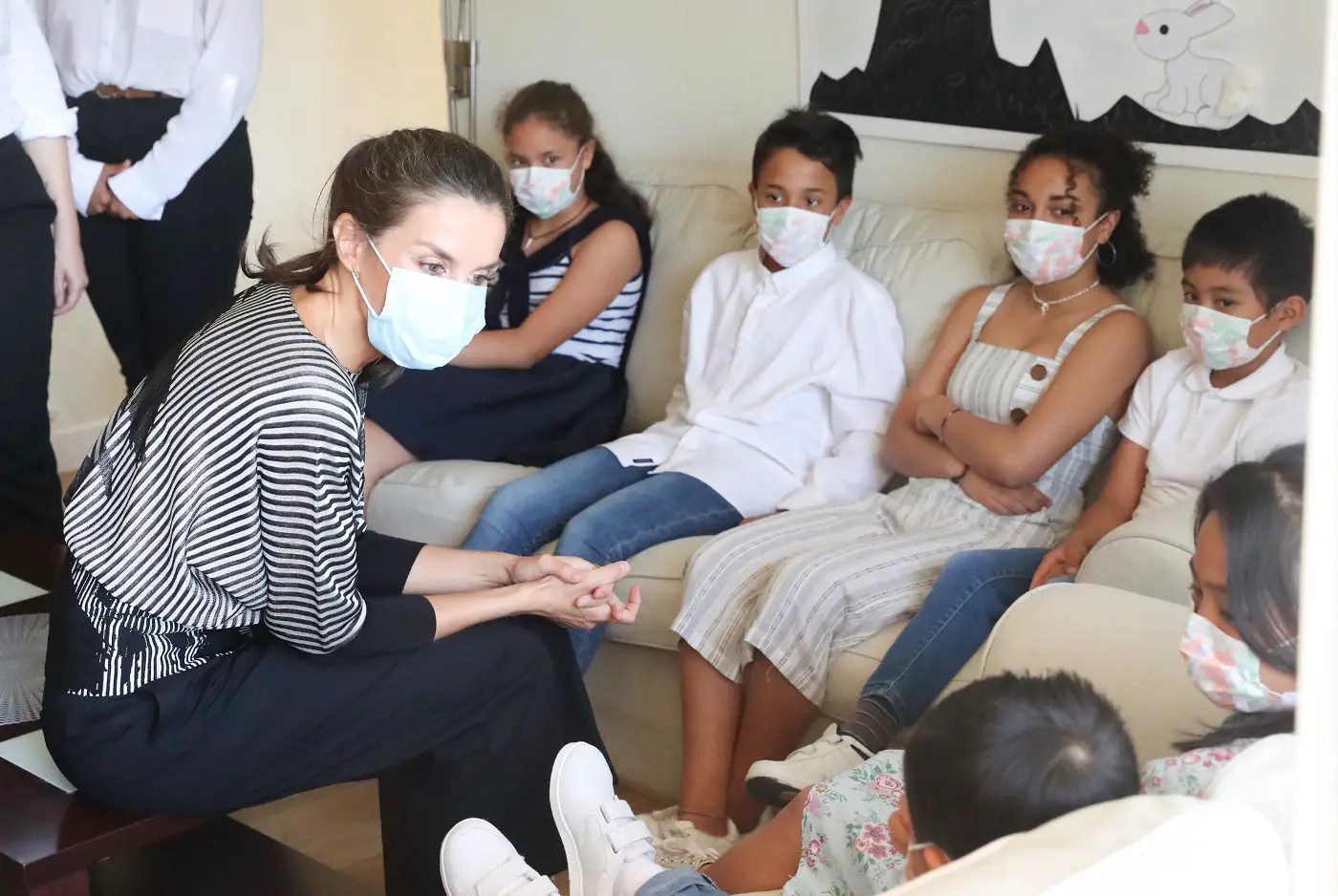 Queen Letizia of Spain met with the young kids during a visit to the SOS Children Village