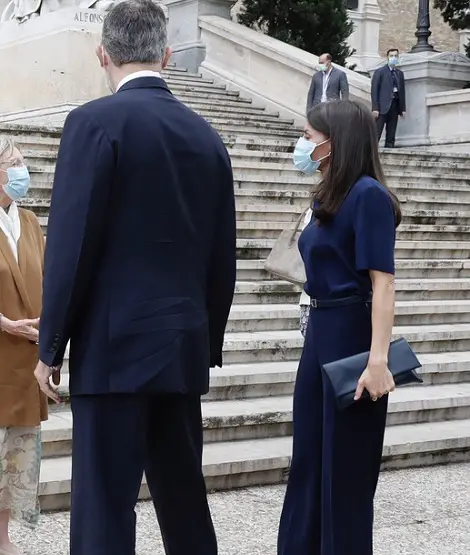 Queen Letizia with King Felipe at the National Library in Madrid