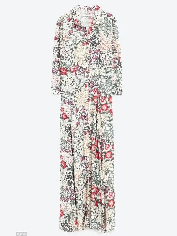 Zara floral maxi shirt dress