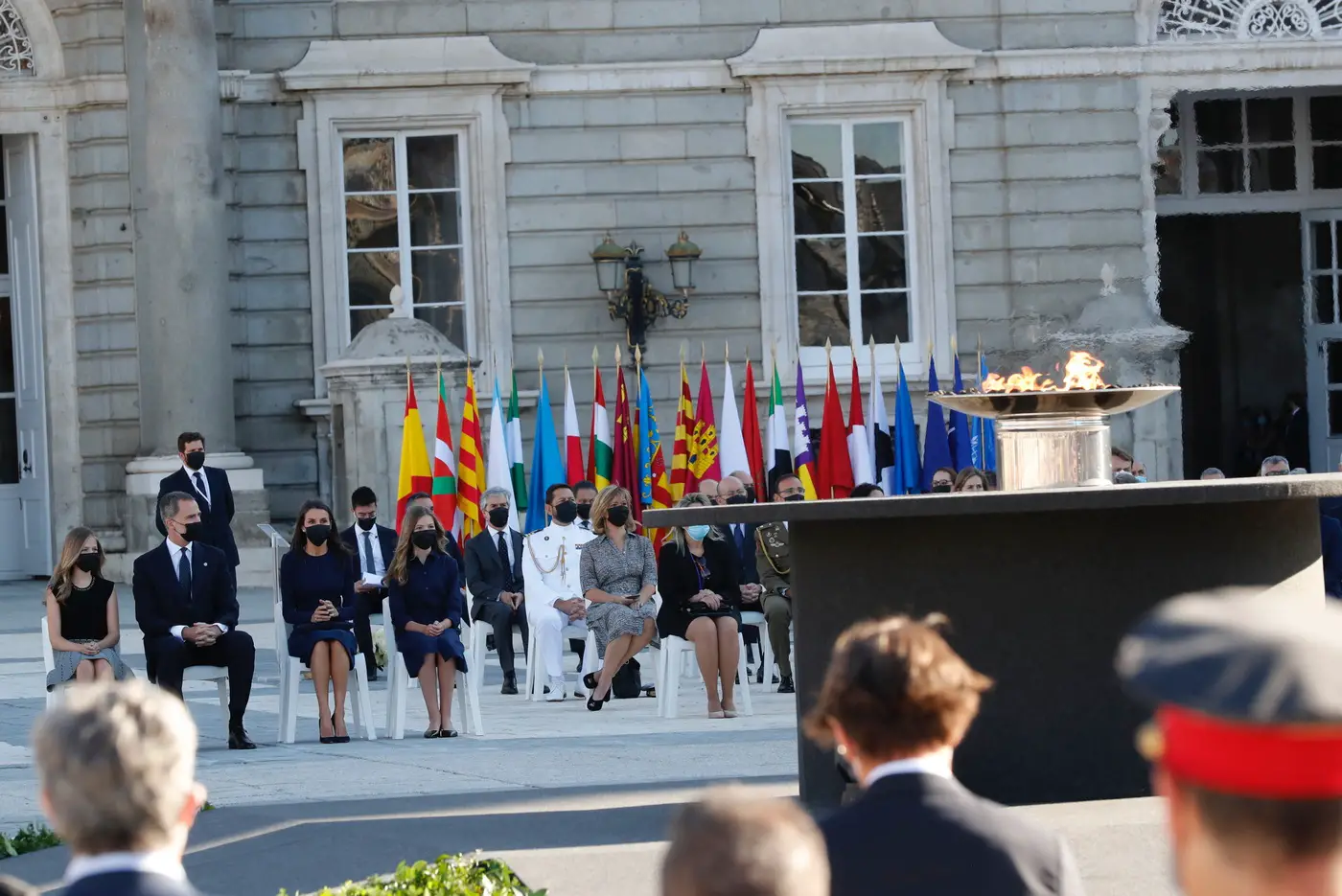 King Felipe and Queen Letizia of Spain presided over the Solemn act of tribute to the victims of Covid-19 and recognition of society