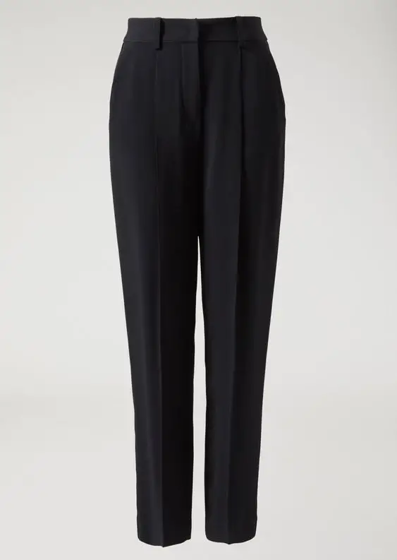 Queen Letizia of Spain wore Black Emporio Armani Cady Cropped Trousers