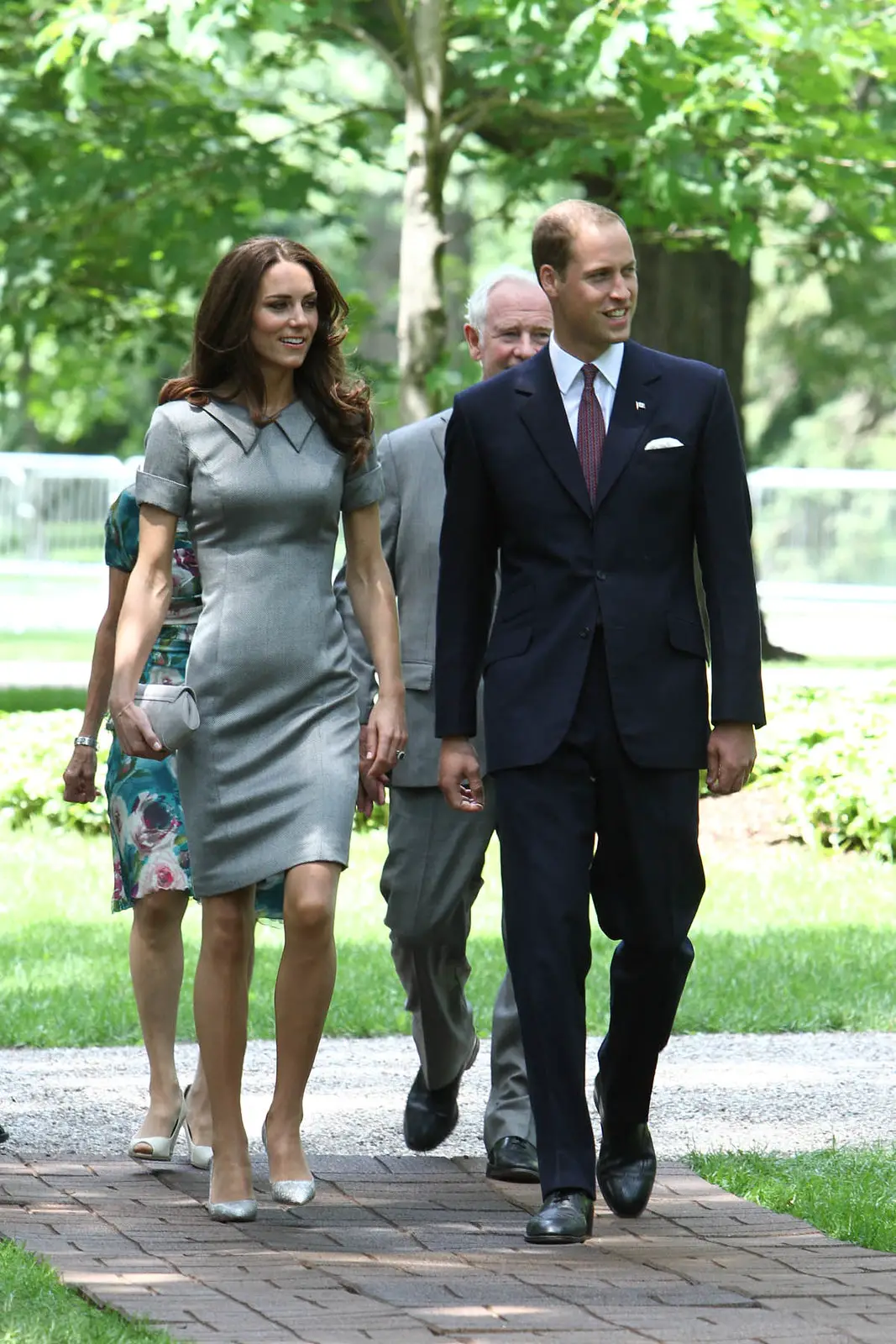 The Duchess of Cambridge in Catherine Walker Kensington Dress to plante tree at Rideau Hall during canada tour in 2011