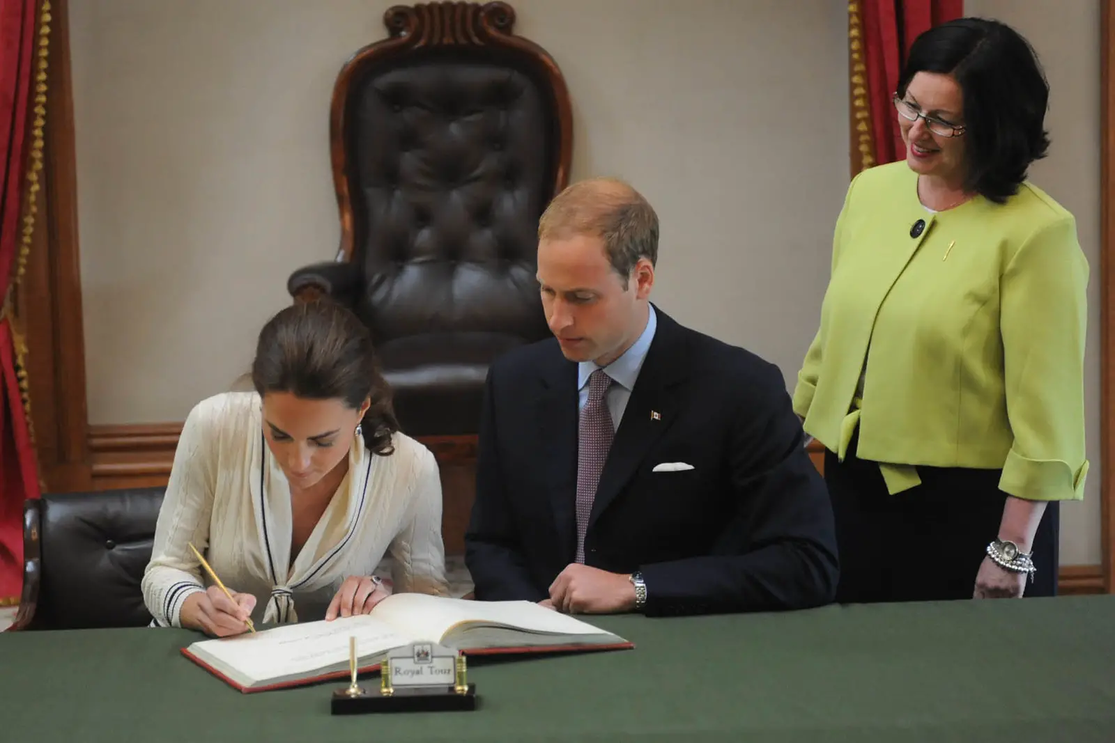 The Duke and Duchess of Cambridge signed a visitor book in Charlottetown during Canada tour 2011