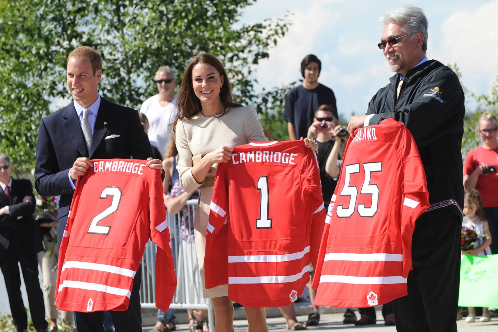 The Duke and Duchess of cambridge received hoceky sweaters during canada tour in 2011