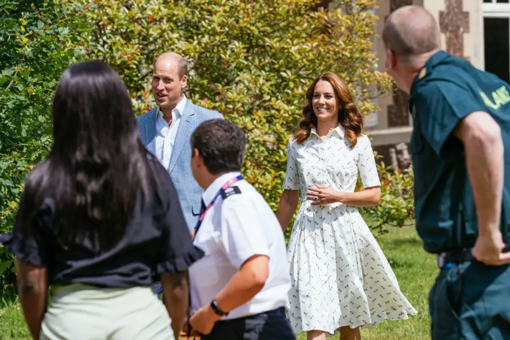 The Duchess of Cambridge wore Suzannah London Cotton Shirt Dress at the Royal Foundation Grant meeting