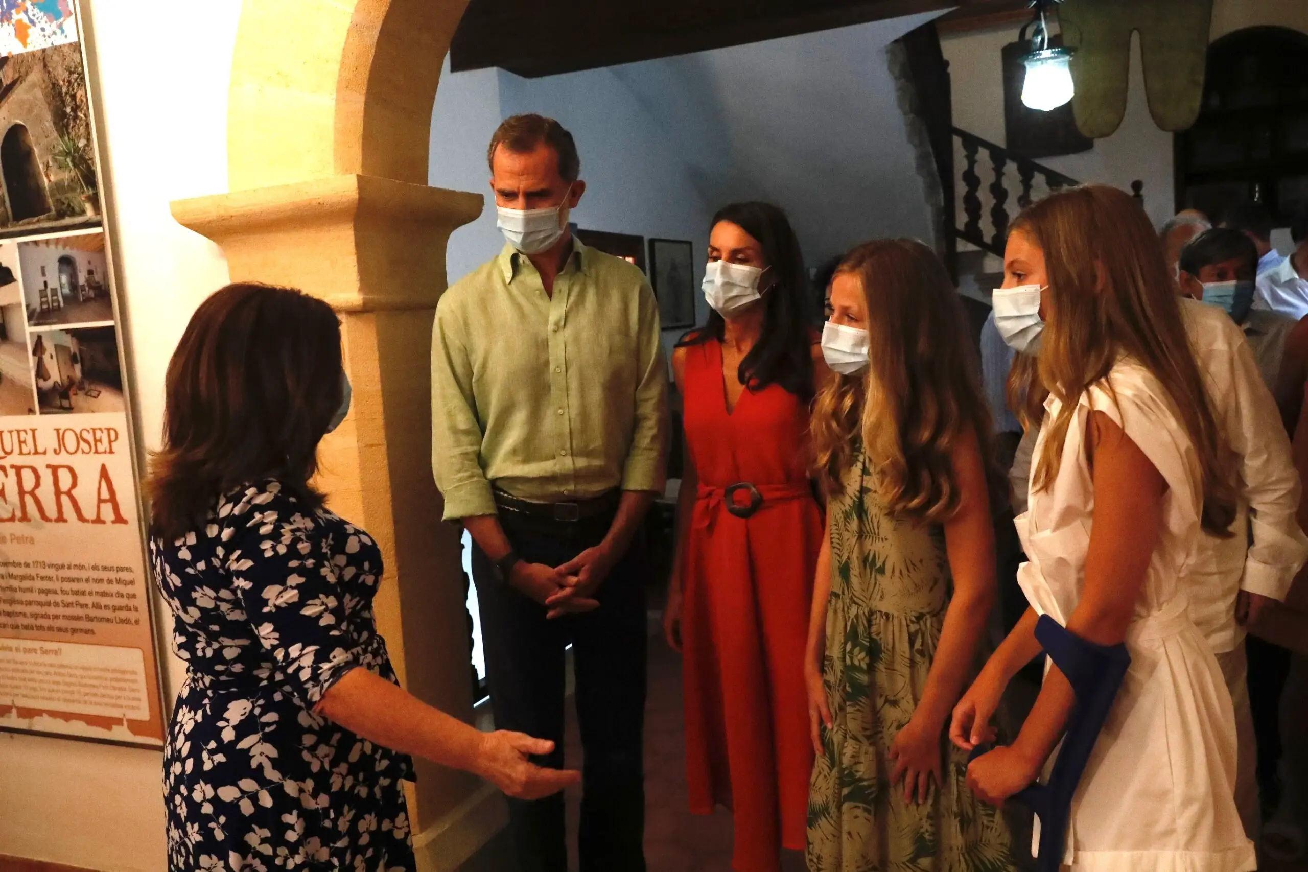 King Felipe and Queen Letizia of Spain took their daughters to see the Family House and Museum of Fray Junipero Serra in the town of Petra in Mallorca (2)