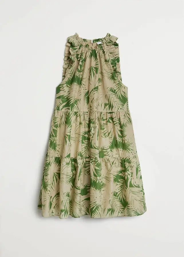 Princess Leonor of Spain wore Mango Green Tropical Print Sleeveless Dress