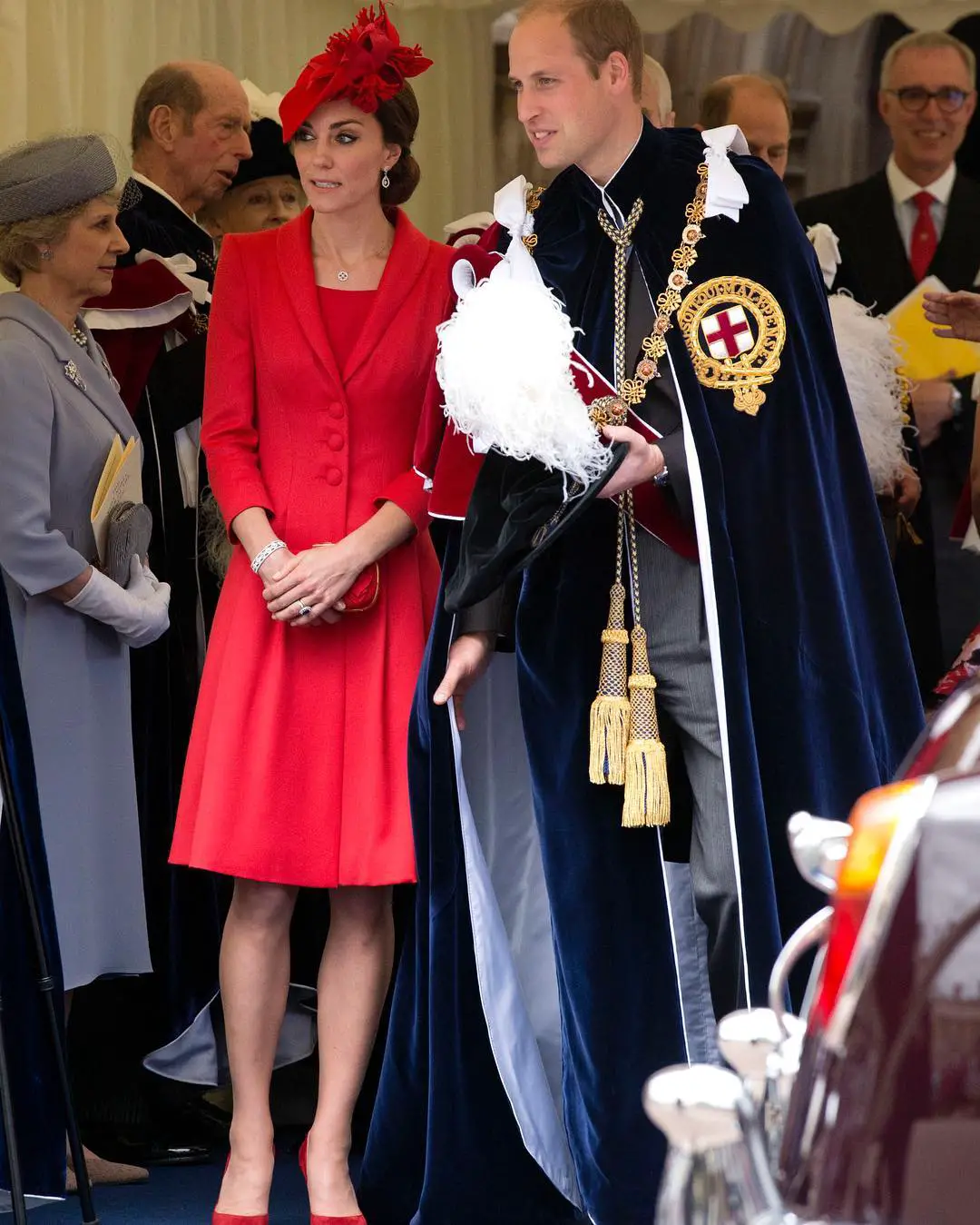 The Duchess of Cambridge wore red Catherine Walker coat at the Order of Garter Service in 2016