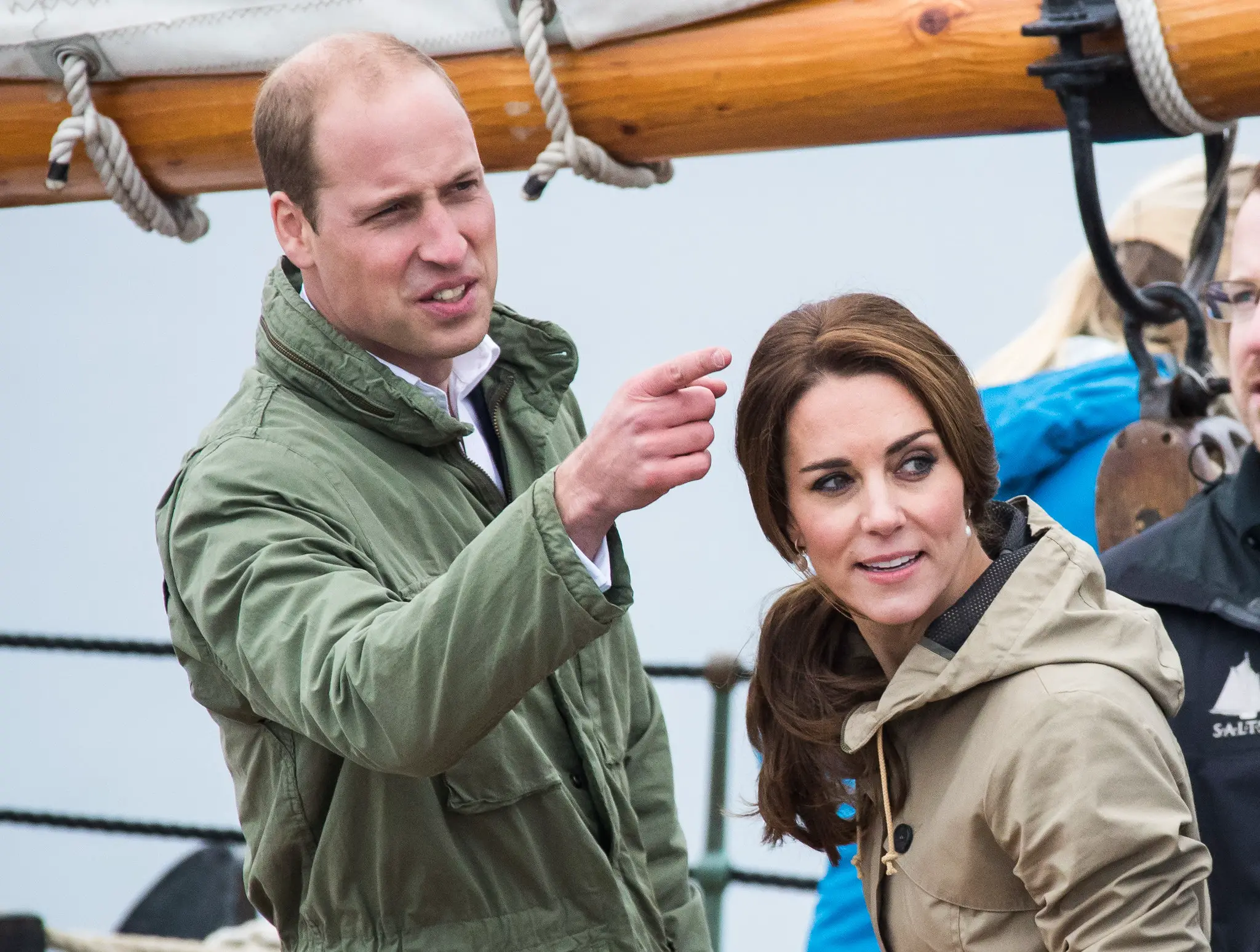 The Duke and Duchess of cambridge at Queen Charlotte boat launch