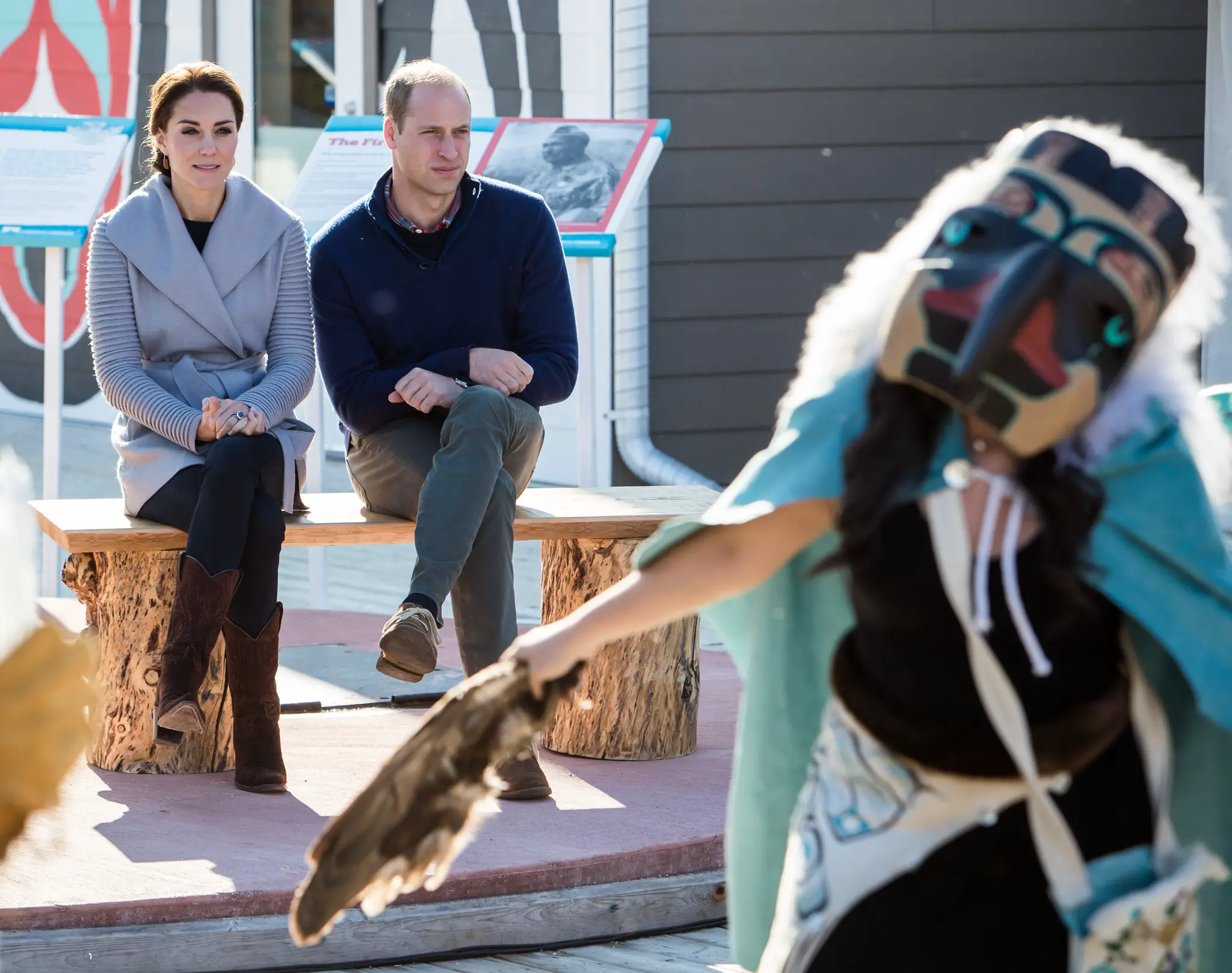 The Duke and Duchess of cambridge watched dance performance at totem pole