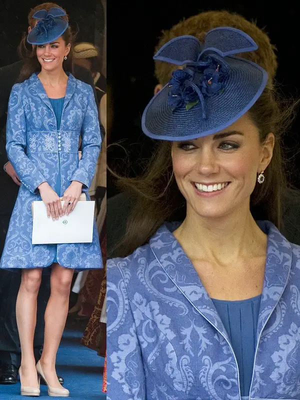 The Duchess of Cambridge wore Jane Troughton Brocade Printed Coat in June 2009 and then in June 2011