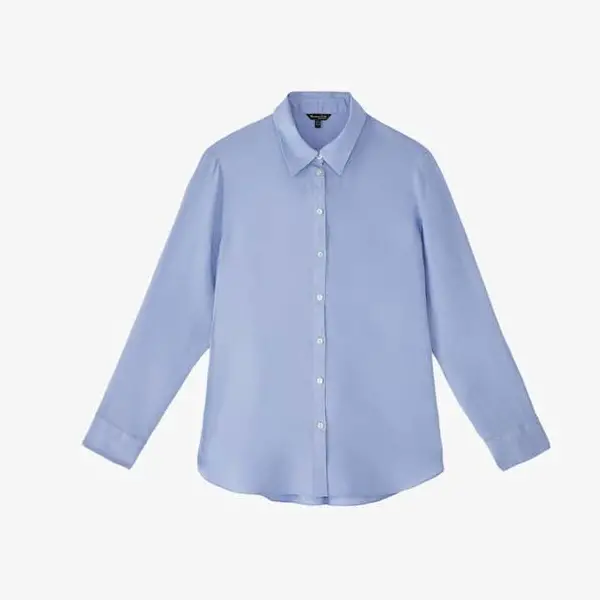 Massimo Dutti Sky Blue Plain 100 Linen Shirt
