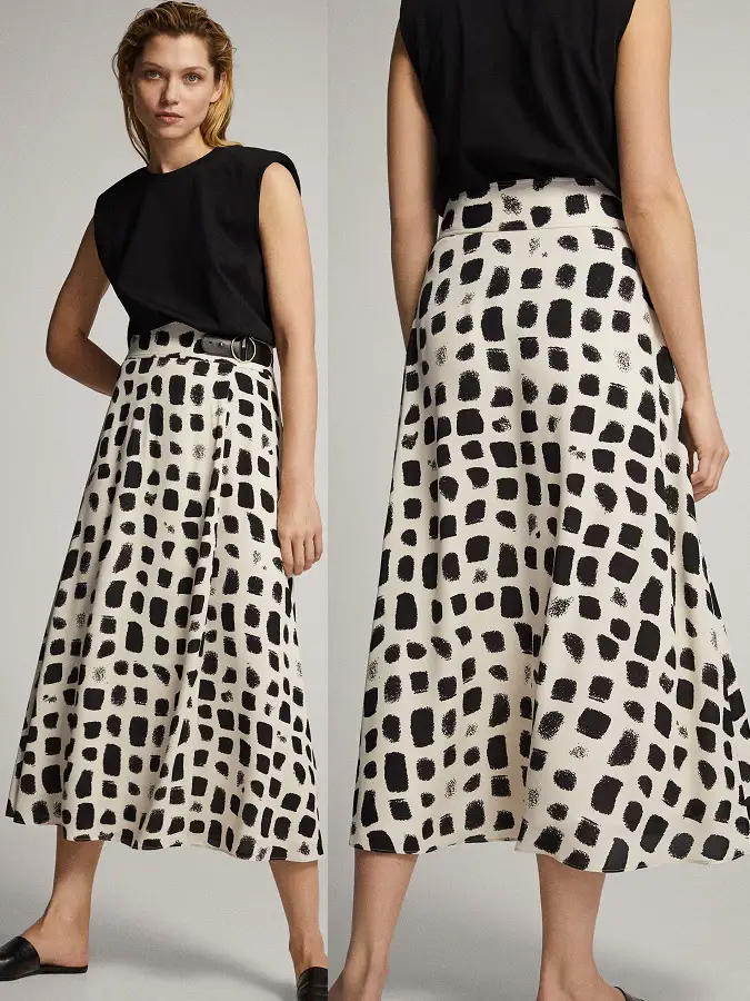 Queen Letizia and The Princess of Wales both wore Massimo Dutti Two Tone Print Skirt1