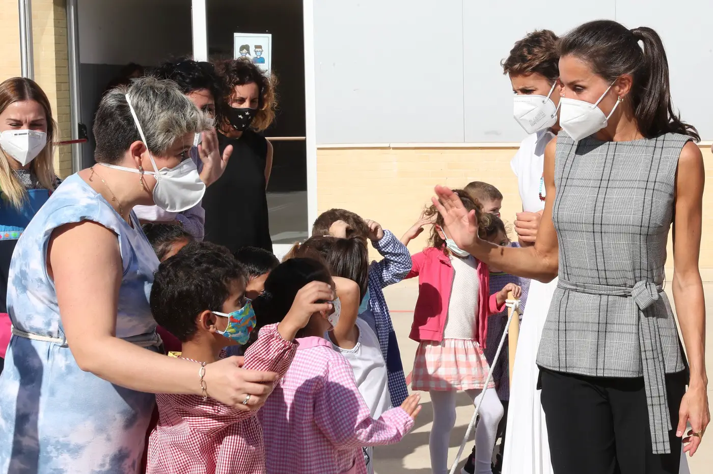 Queen Letizia meeting school kids in Navarra
