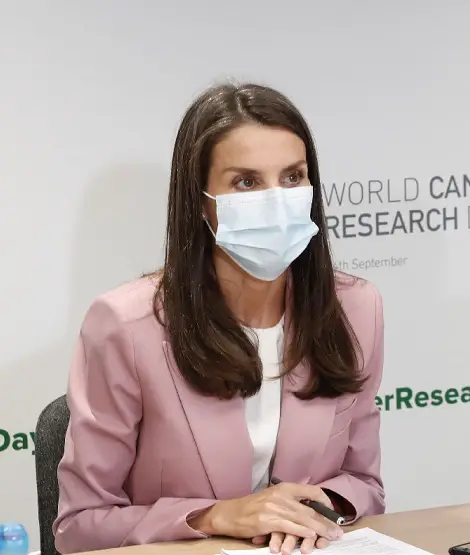Queen Letizia of Spain wore pink suit from Boss for Cancer Research Day event