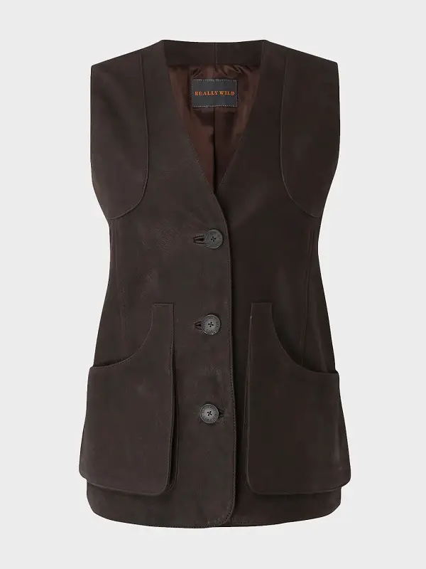 Really Wild Clothing dark brown Nubuck Waistcoat