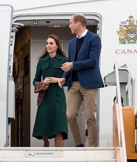 The Duchess of Cambridge in Green Hobbs London Coat for Yukon arrival