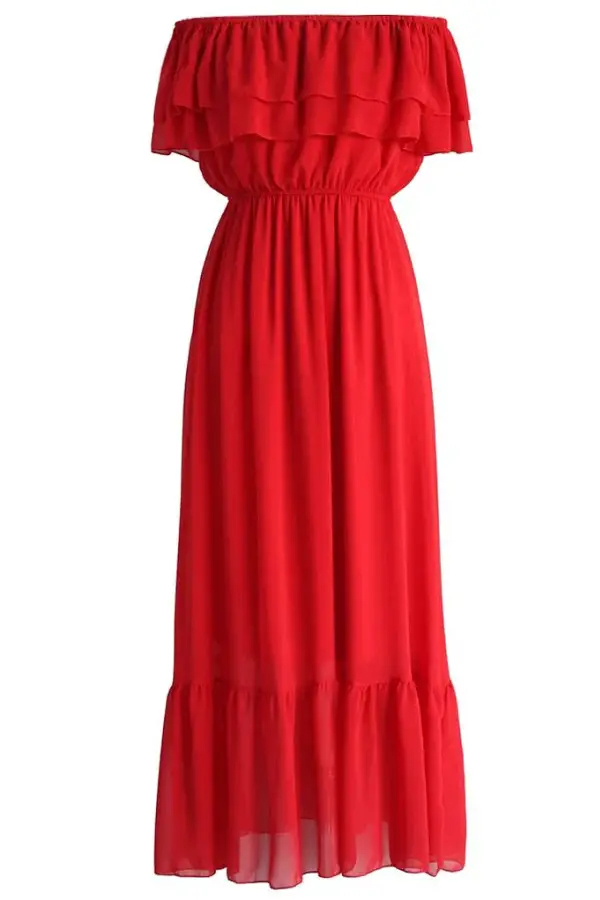 The Duchess of Cambridge's Alexander McQueen Red off-shoulder Maxi Dress Replikate