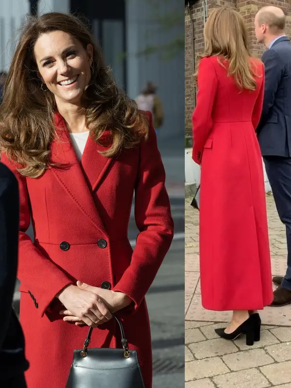 The Duchess of Cambridge wore Alexander McQueen Red Coat in october 2020