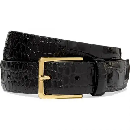 Andersons Black Croc Effect Leather Belt