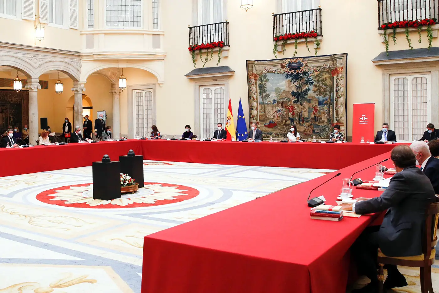 King Felipe and Queen Letizia of Spain at Cervantes meeting