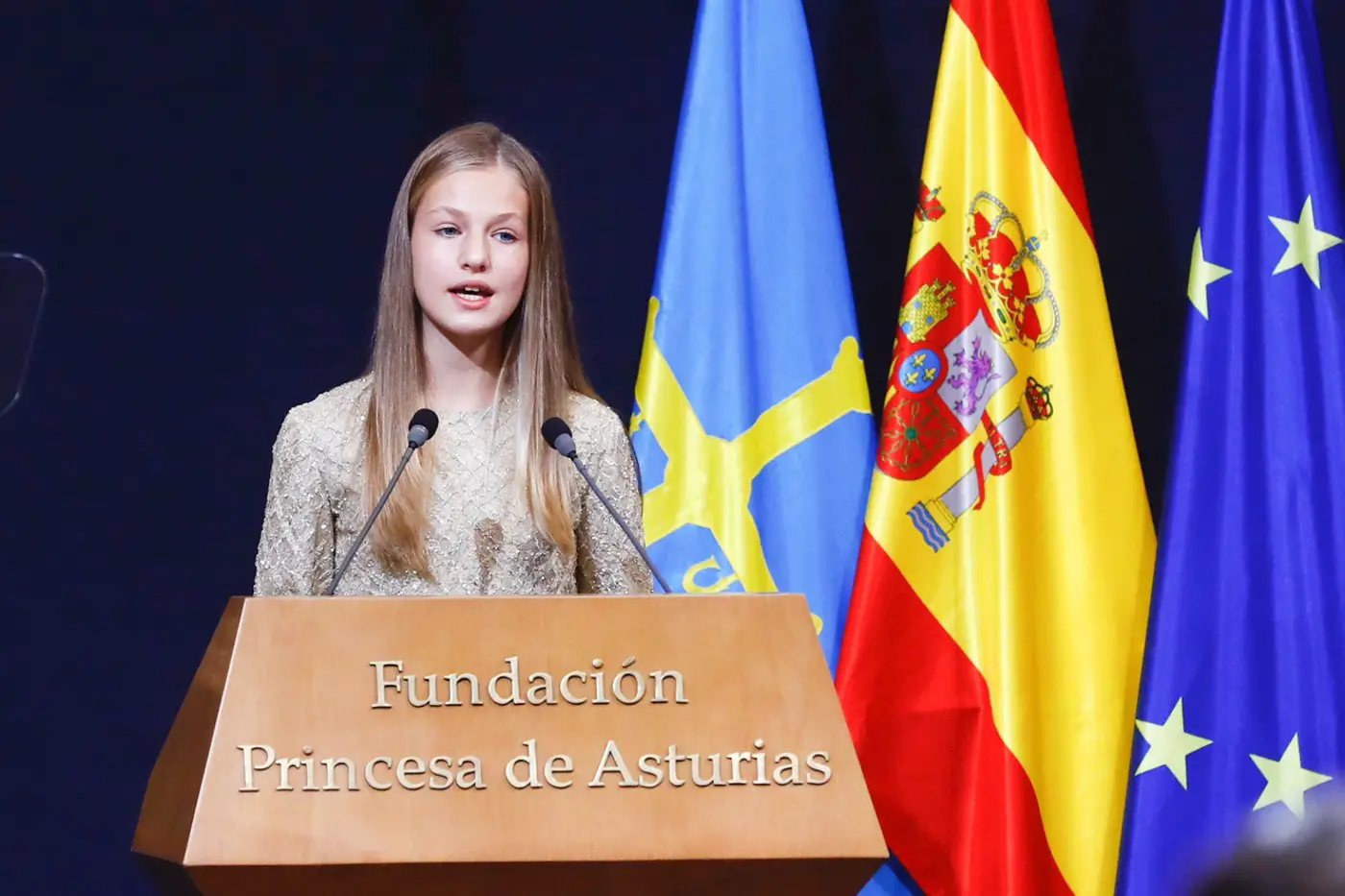 Princess Leonor speaking at the Princess of Asturias Award ceremony