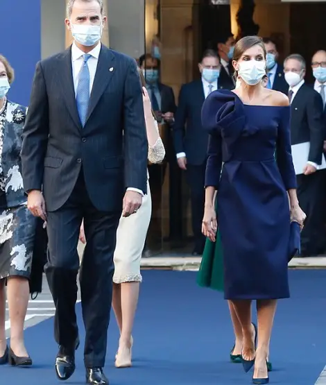 Queen Letizia of Spain wore blue Delpozo dress for Princess of Asturias Awards in 2020