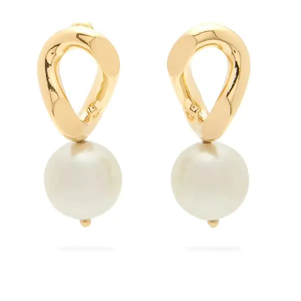 Simone Rocha Faux pearl curb chain earrings