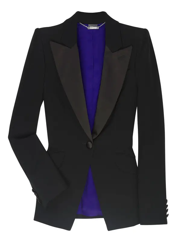 The Duchess of Cambridge wore Alexander McQueen 'Leaf' tailored crepe Tuxedo Jacket in NHM Video
