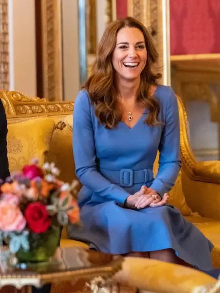 The Duchess of Cambridge wore UFO Cornflower Blue Dress to welcome Ukraine President