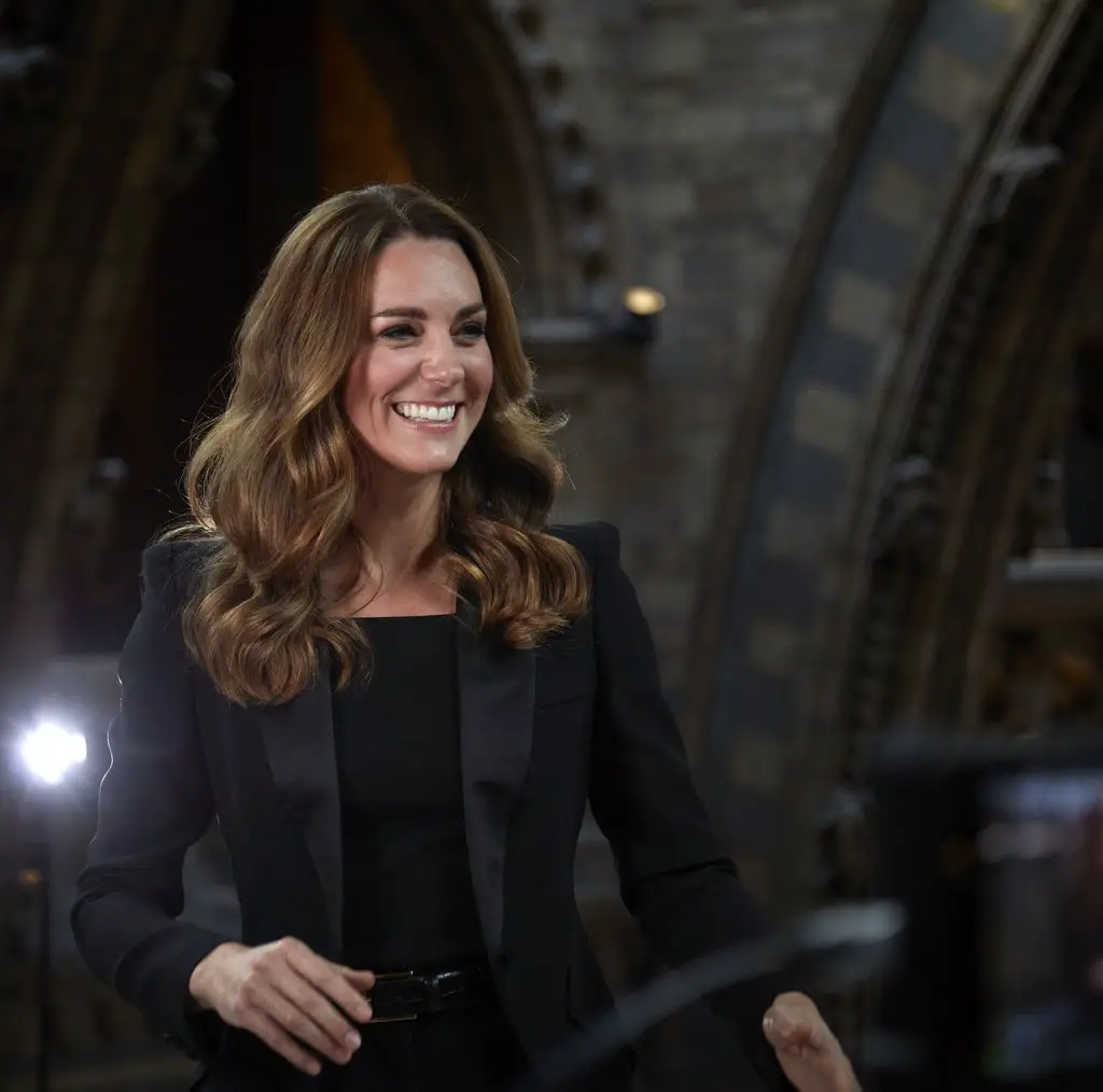 The Duchess of Cambridge wore black Alexander McQueen power suit to launch Natural History Museum video