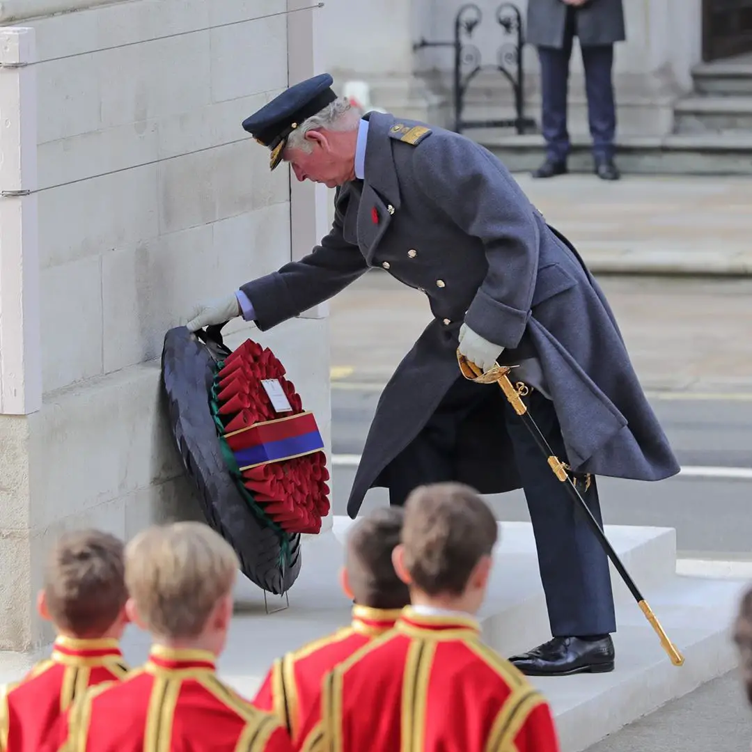Prince Charles of Wales laid wreath at Cenotaph on behalf of Her Majesty The Queen