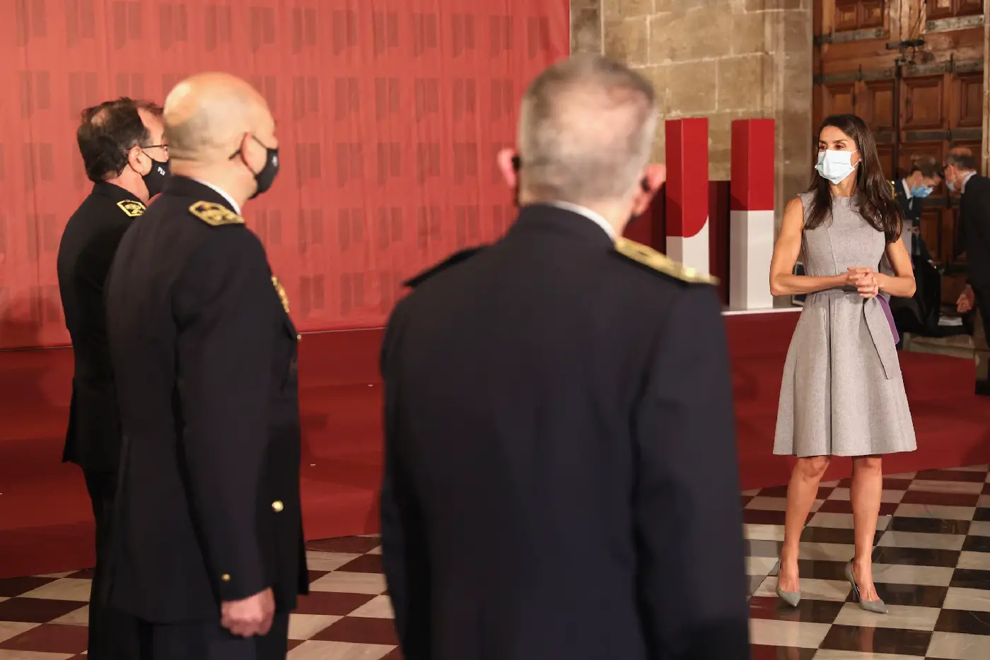 Queen Letizia of Spain meeting with the valencia police
