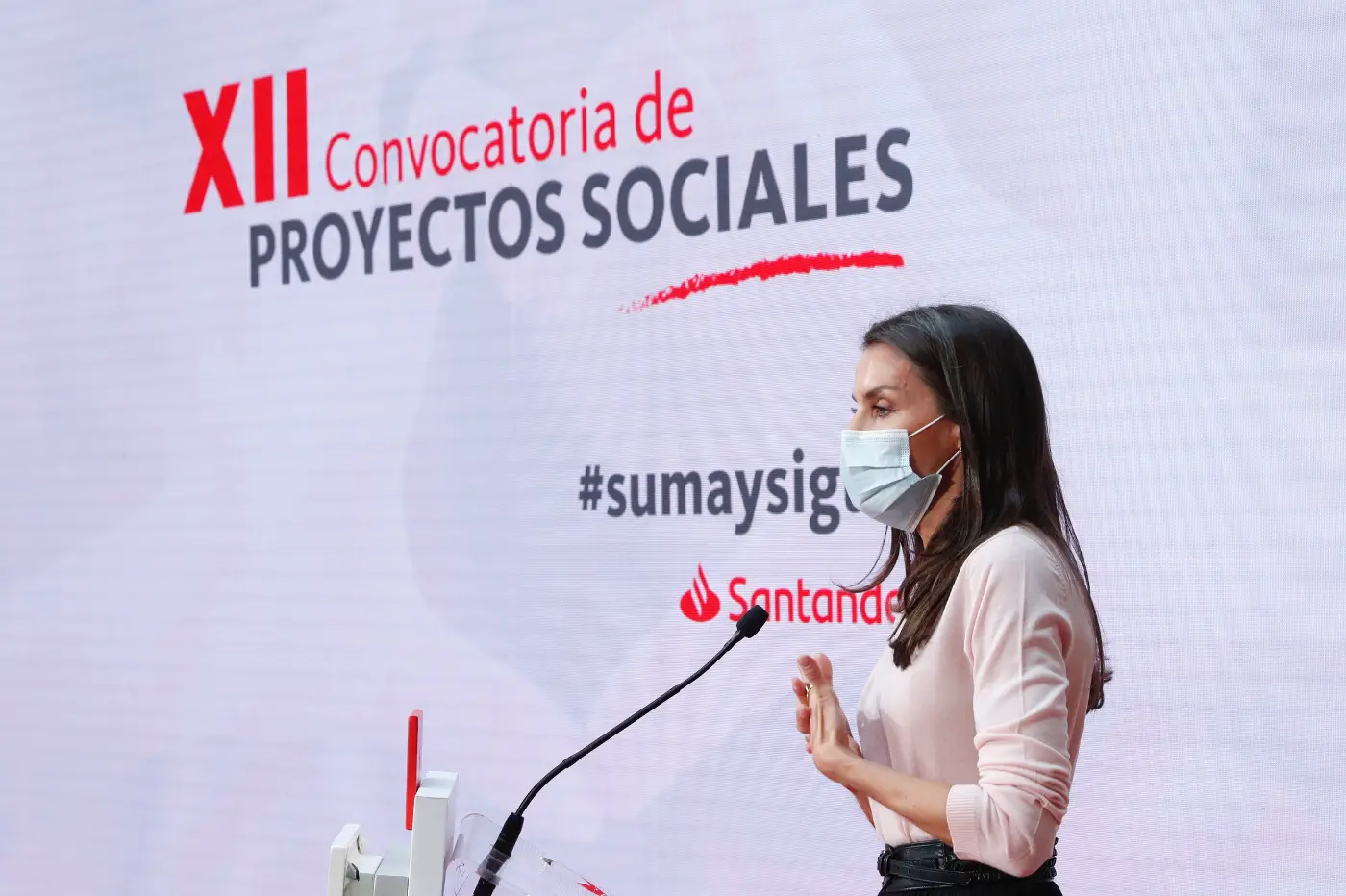 Queen Letizia of Spain presided over the closing ceremony of the XII Call for Social Projects of Banco Santander at its headquarter