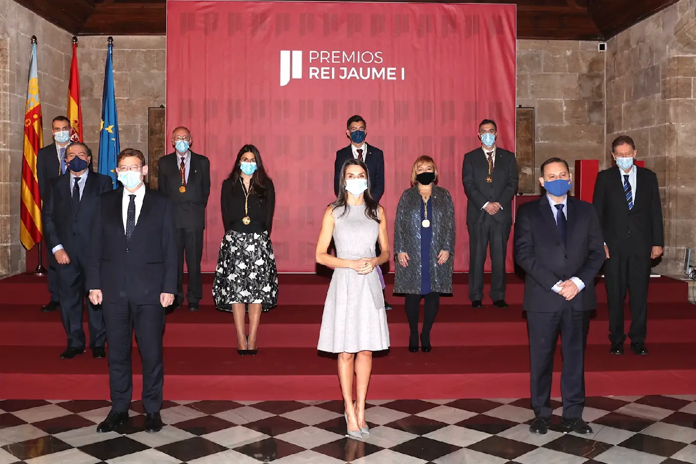 Queen Letizia of Spain with King Jaime I Award winners