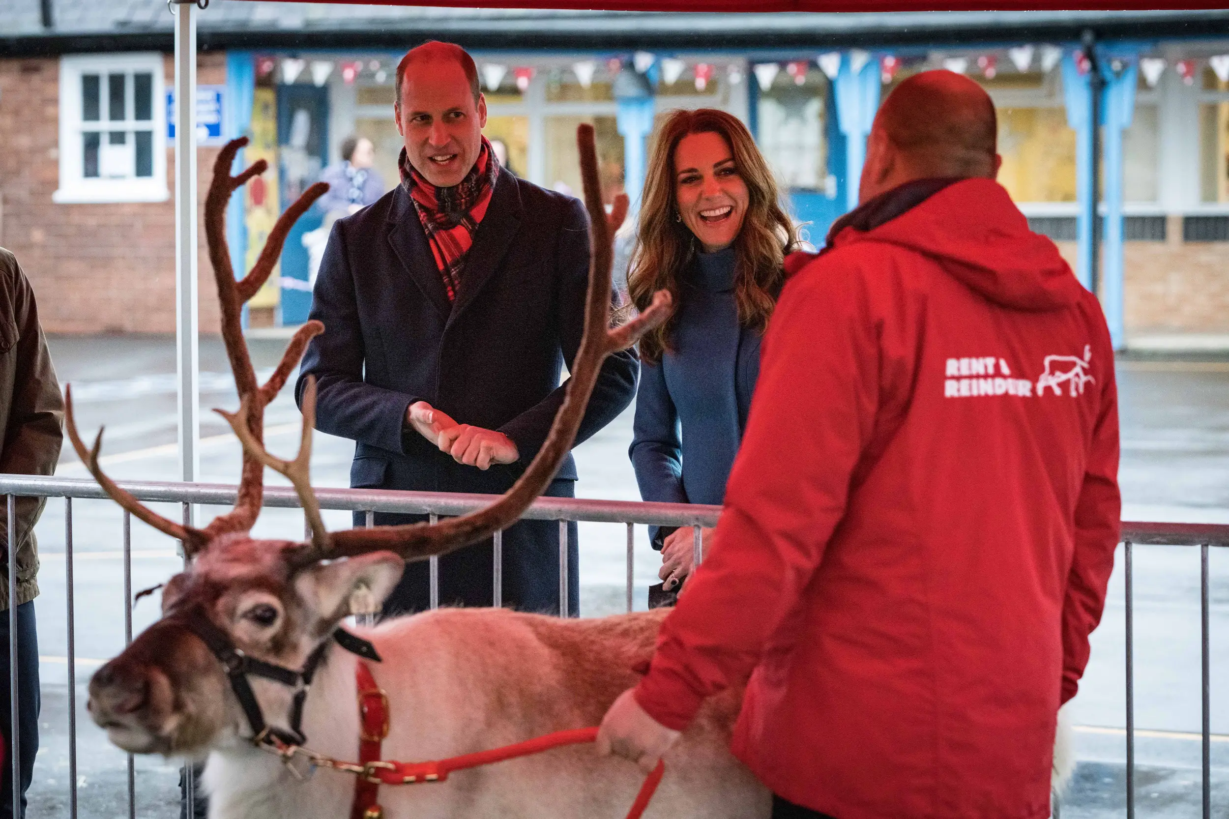 The Duke and Duchess of Cambridge met with three reindeer - Chaz, Crackers and six-month-old Echols in Berwick upon Tweed