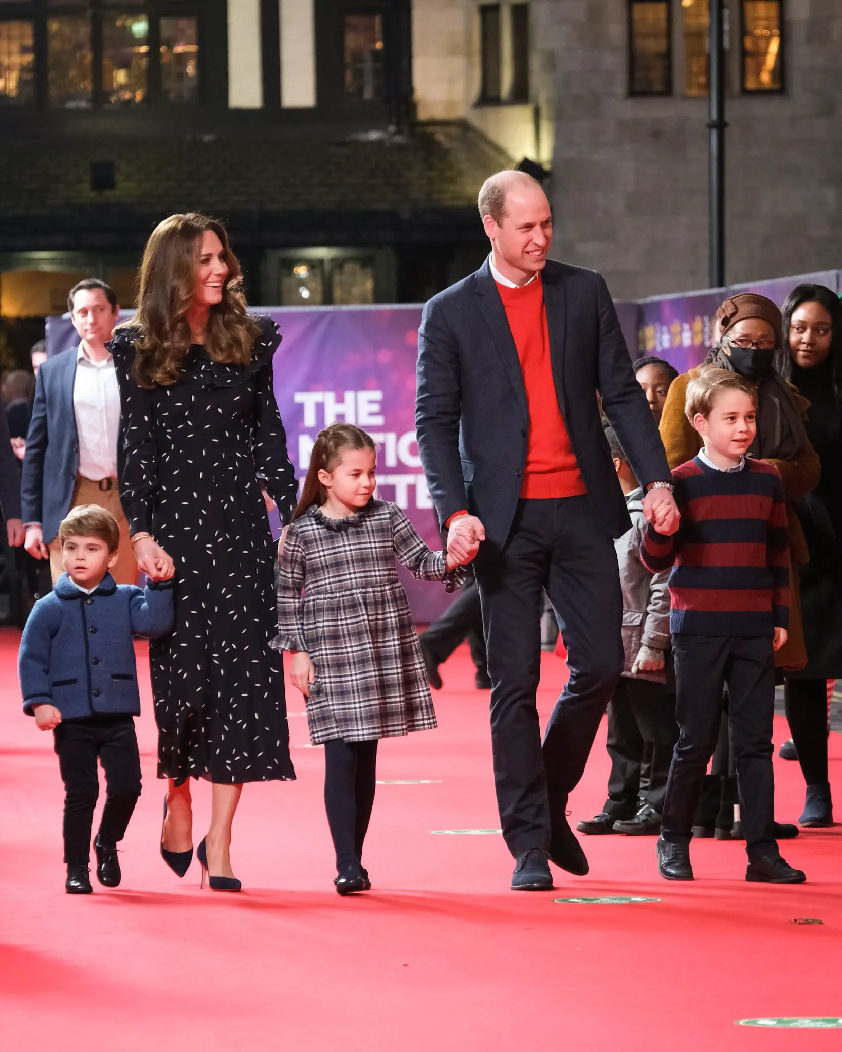 The Duke and Duchess of Cambridge attended a special performance of The National Lottery’s Pantoland at The Palladium with Prince George, Princess Charlotte and Prince Louis