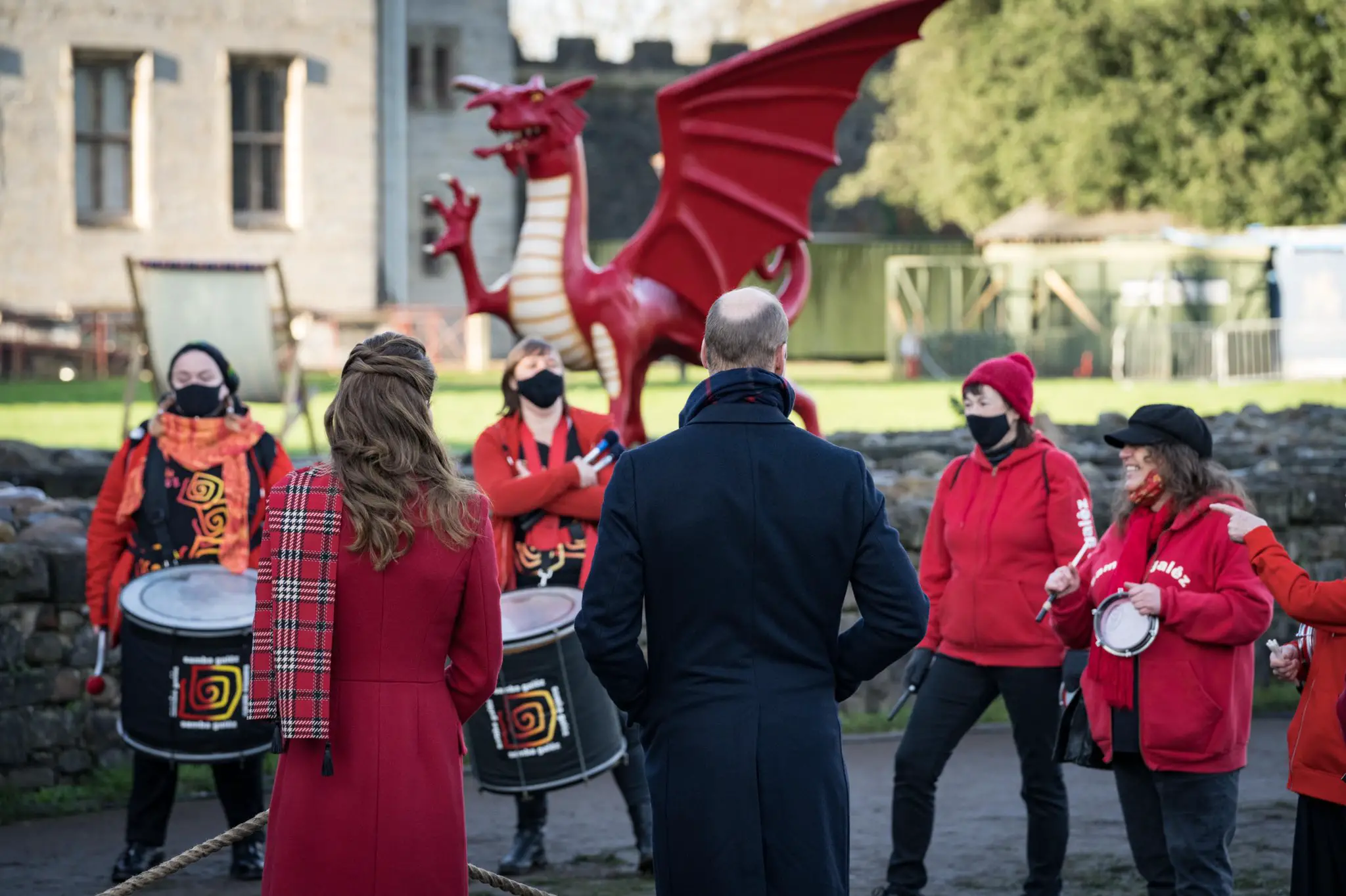 The Duke and Duchess of Cambridge enjoyed a musical welcome at the Cardiff Castle in Wales on the Day three of Royal Train Tour