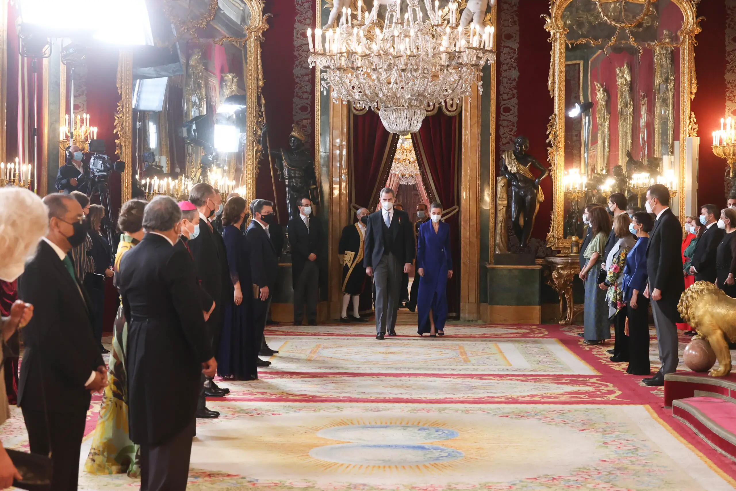 King Felipe and Queen Letizia in the Throne Room of Royal Palace of Zarzuela