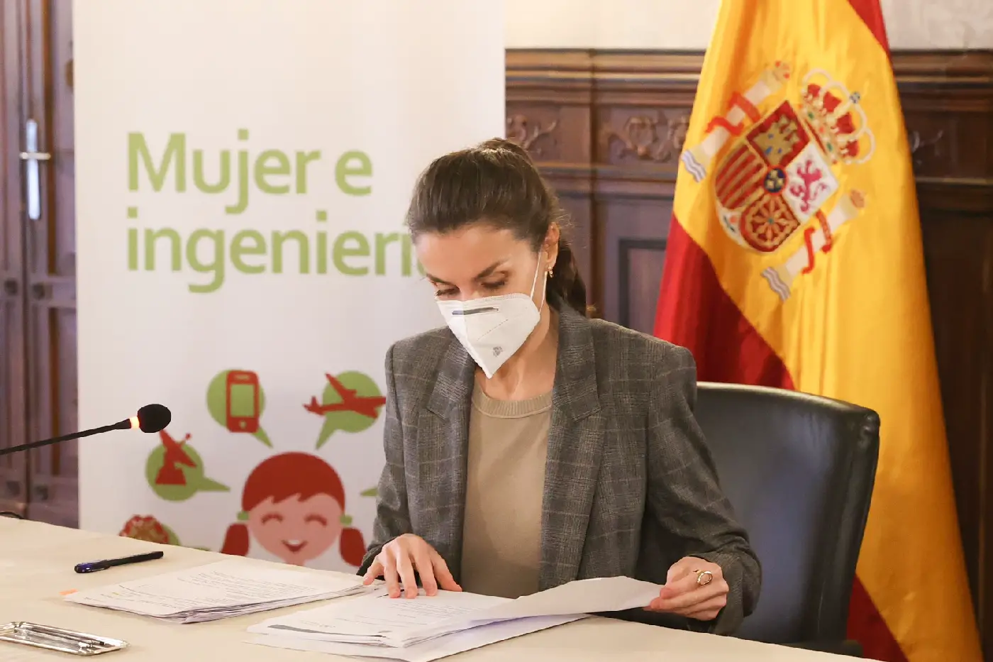Queen Letizia of Spain at the Women and Engineering Project meeting in Madrid