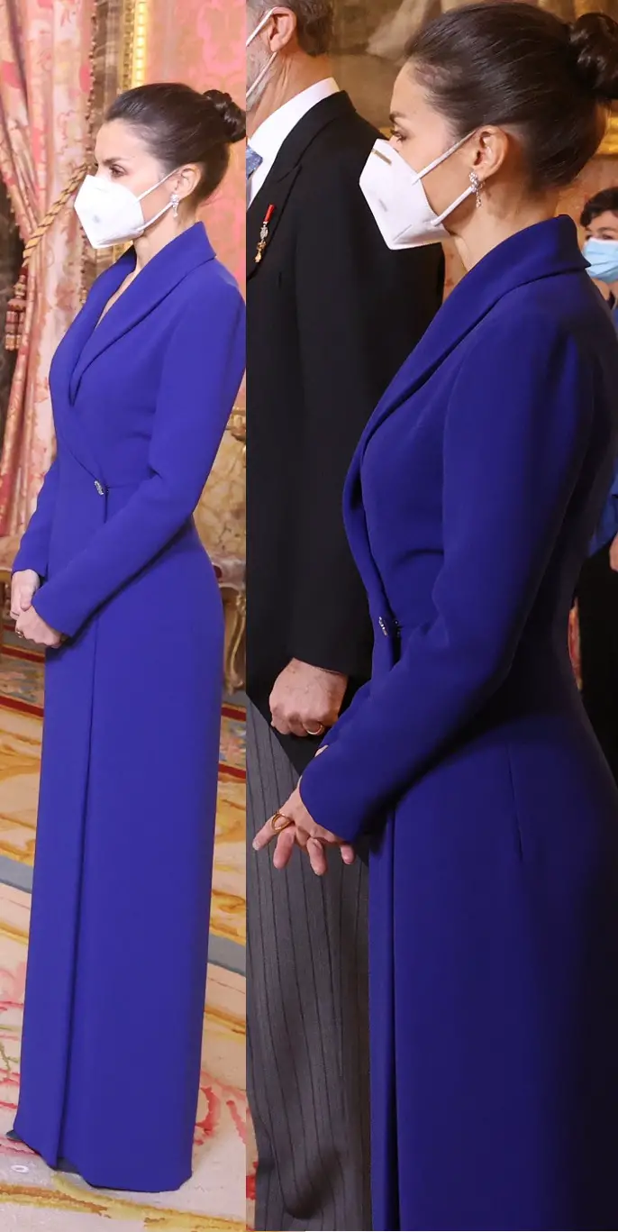Queen Letizia of Spain chose blue Maxi Dress for Annual Diplomatic Reception