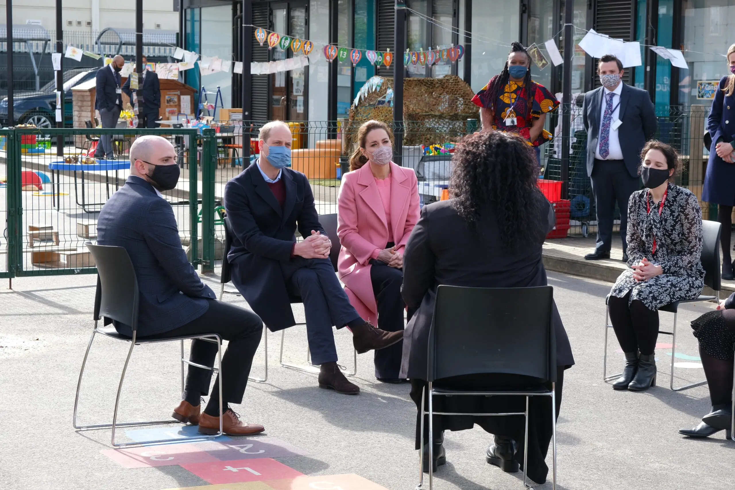 Prince William and Catherine held a small briefing with the school teachers during the visit.