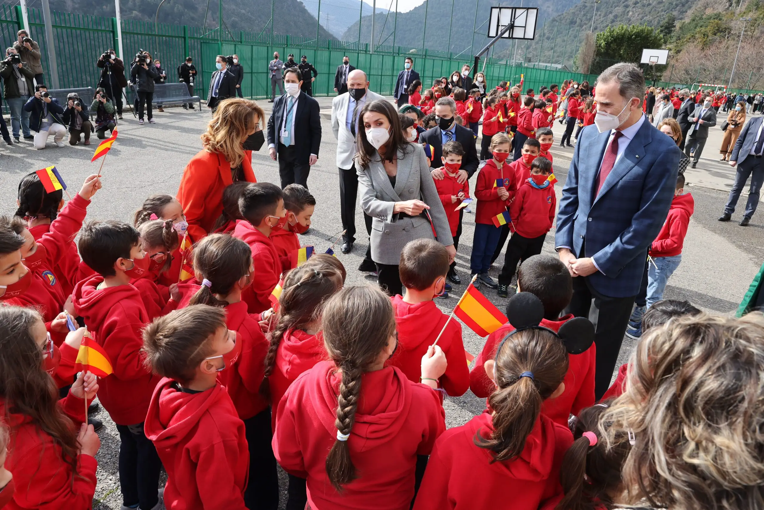 King Felipe and Queen Letizia at a school in Andorra
