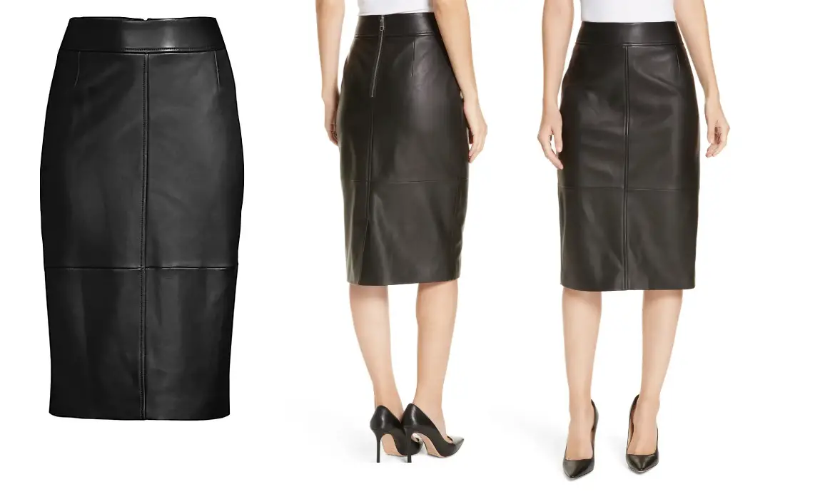 Queen Letizia of Spain wore Hugo Boss Selrita Lambskin Skirt