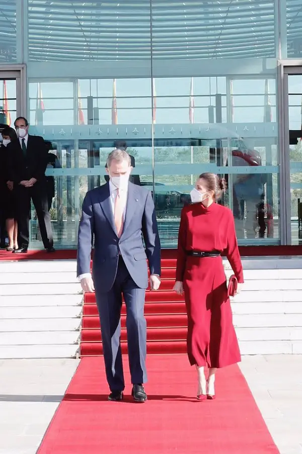 Letizia was wearing her Massimo Dutti Limited Edition open back dress from the 2020 Autumn-Winter collection for Andorra arrival