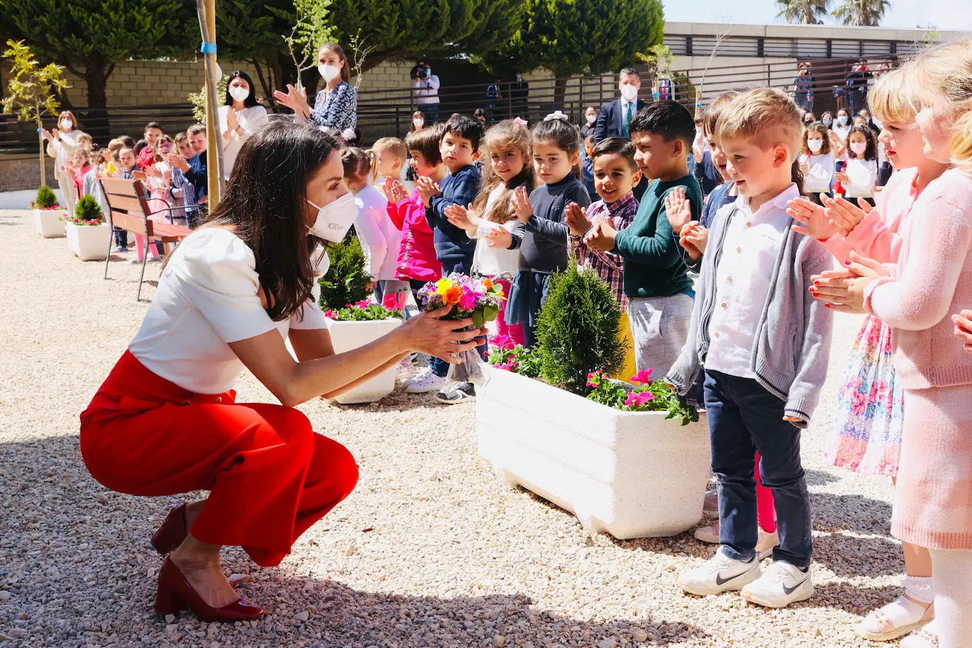 Queen Letizia toured the facilities and met with school children