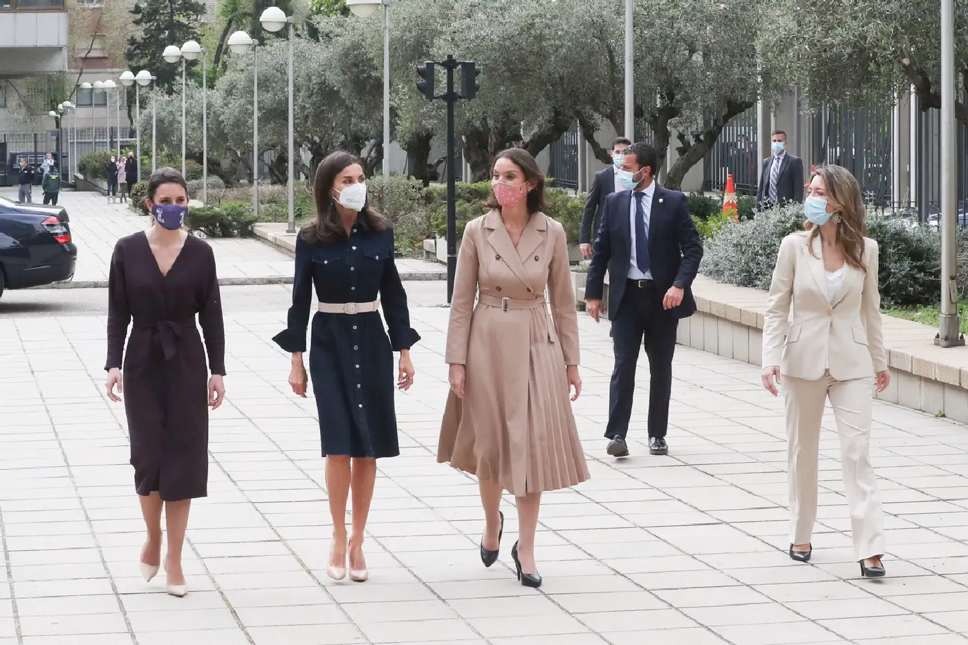 Queen Letizia was looking gorgeous in her Hugo Boss Caddli denim stretch dress